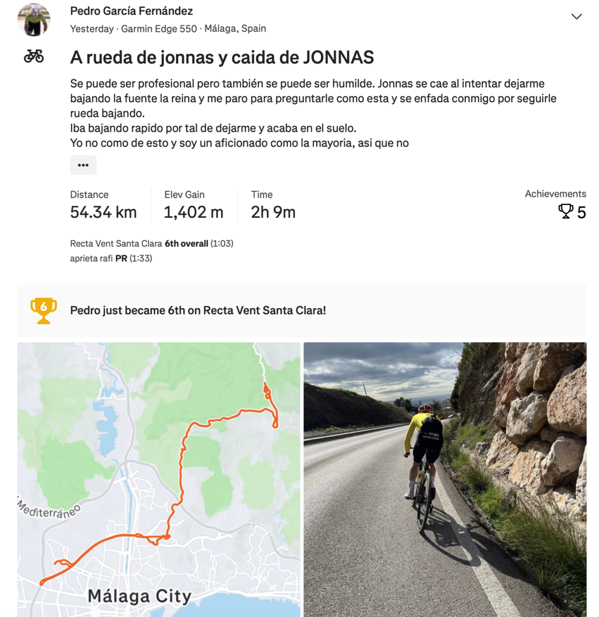 Reports of Vingegaard crash on Strava