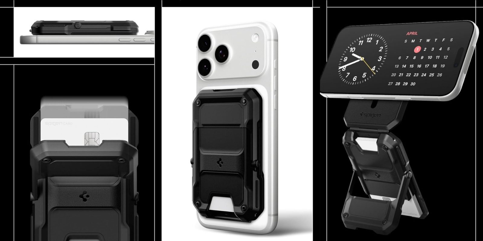 A phone with a clock attached to its back