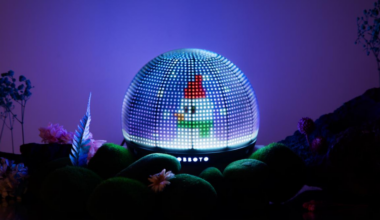 SwitchBot’s AI-powered desk light looks like a pixel-art snow globe