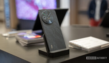 TCL 60 XE NXTPAPER 5G standing in a stand vertically