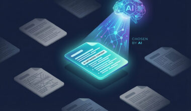 AI content optimization concept showing AI search engines selecting well-optimized content over competitors