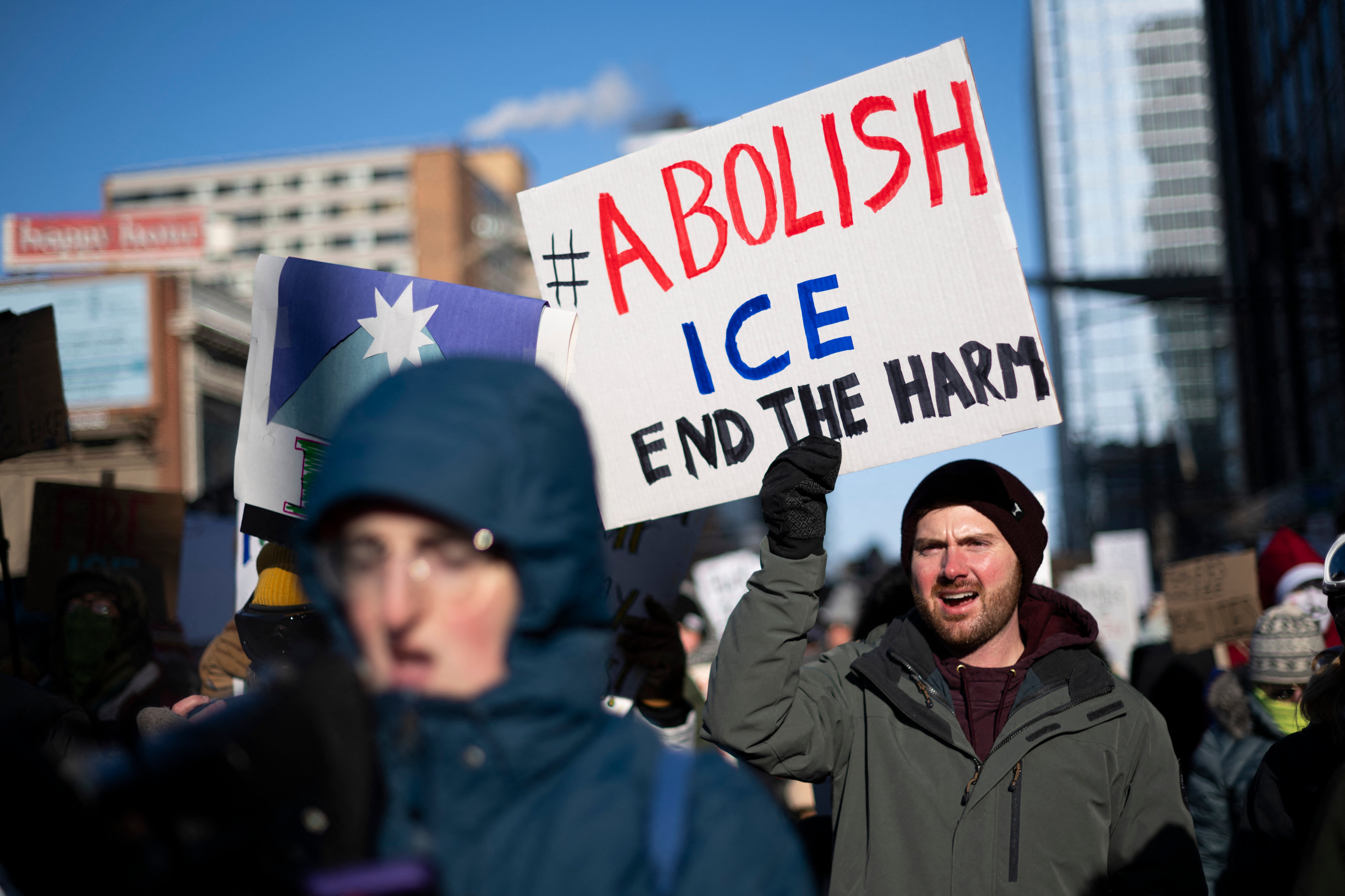 Anti-ICE demonstrators march in Minneapolis