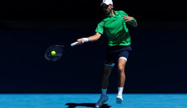 Novak Djokovic in action at the Australian Open.