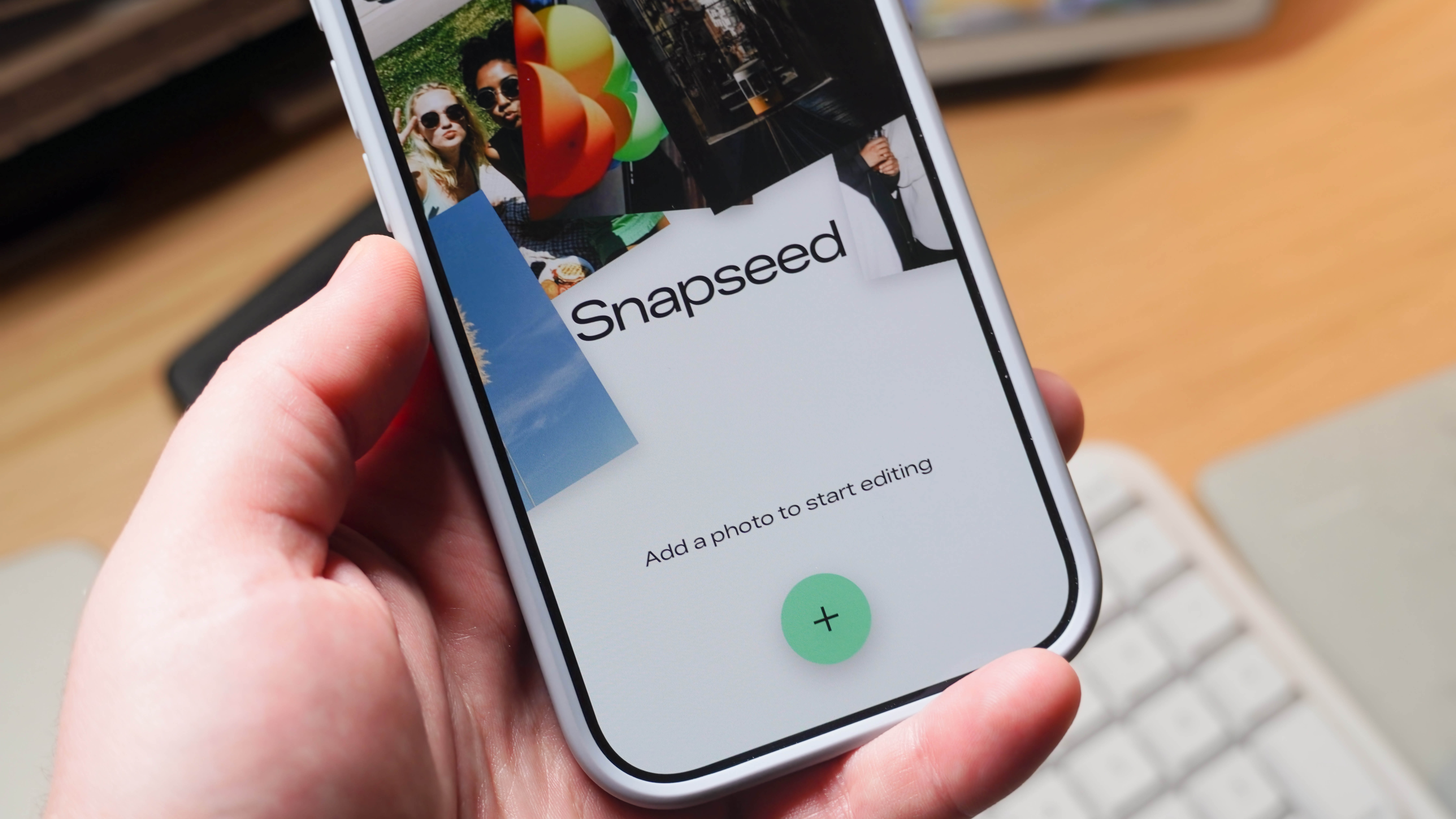 The Snapseed app for iOS on an iPhone Air.