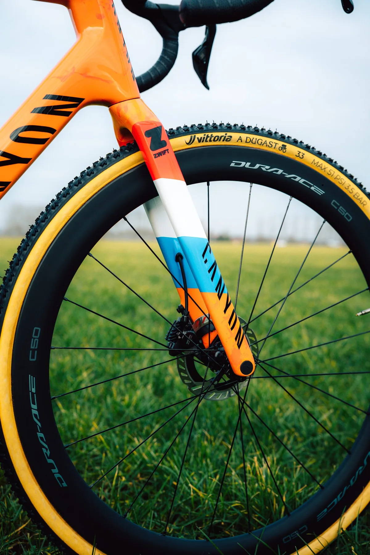 Vittoria Dugast tyre on Dura-Ace C50 wheel.