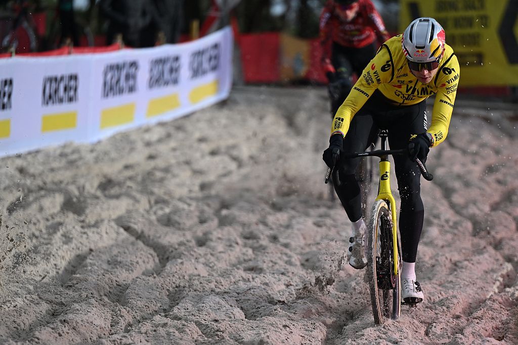 Belgian Wout van Aert pictured ahead of the men's elite race of the Zilvermeercross cyclocross cycling event in Mol, stage 5/7 in the Exact Cross competition, on Friday 02 January 2026.BELGA PHOTO LUC CLAESSEN (Photo by LUC CLAESSEN / BELGA MAG / Belga via AFP)