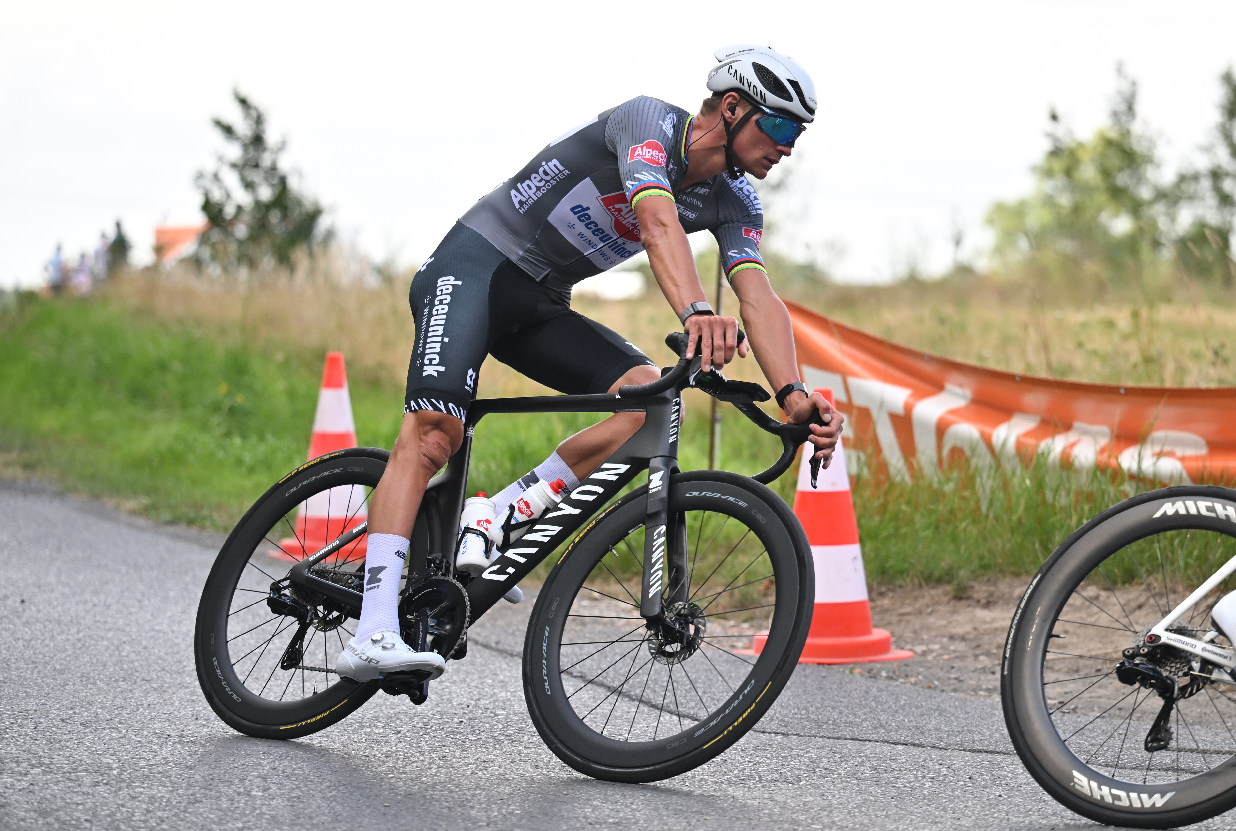 Mathieu Van Der Poel racing on a Canyon Aeroad CFR