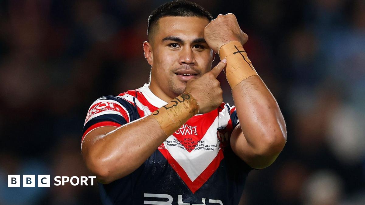 Xavier Va'a after scoring a try on his NRL debut for Sydney Roosters