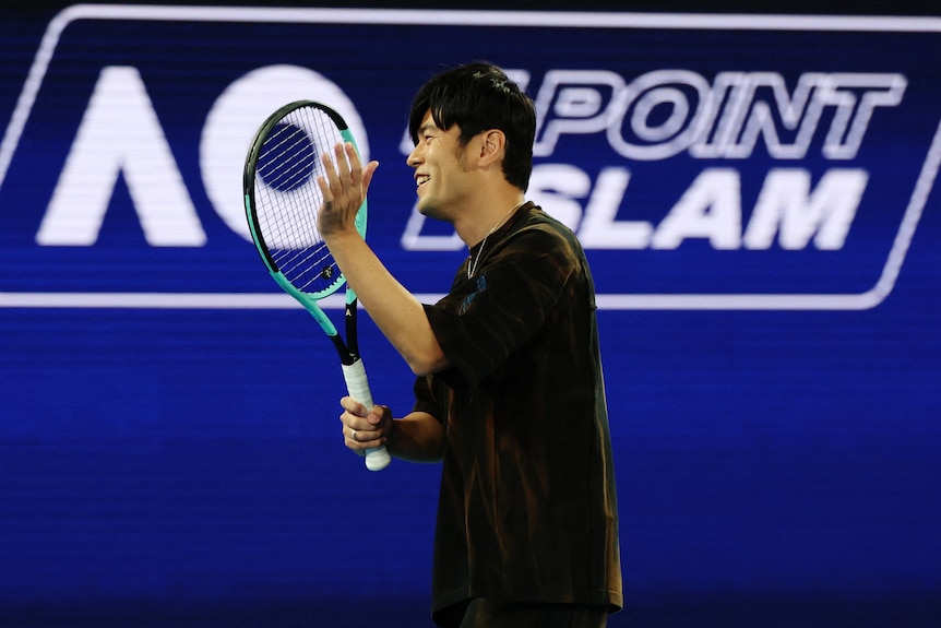 Mandopop singer Jay Chou on court of Australian Open in 2026 