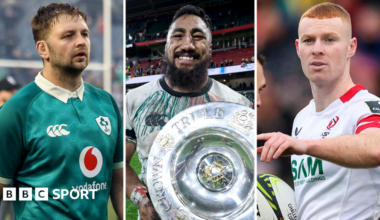 Iain Henderson, Bundee Aki and Nathan Doak