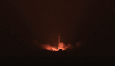 The commercial rocket CERES-1 Y7, carrying a group of satellites, blasts off from the waters near east China