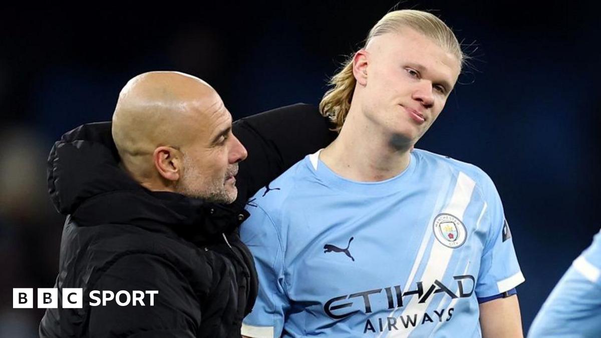 Pep Guardiola and Erling Haaland