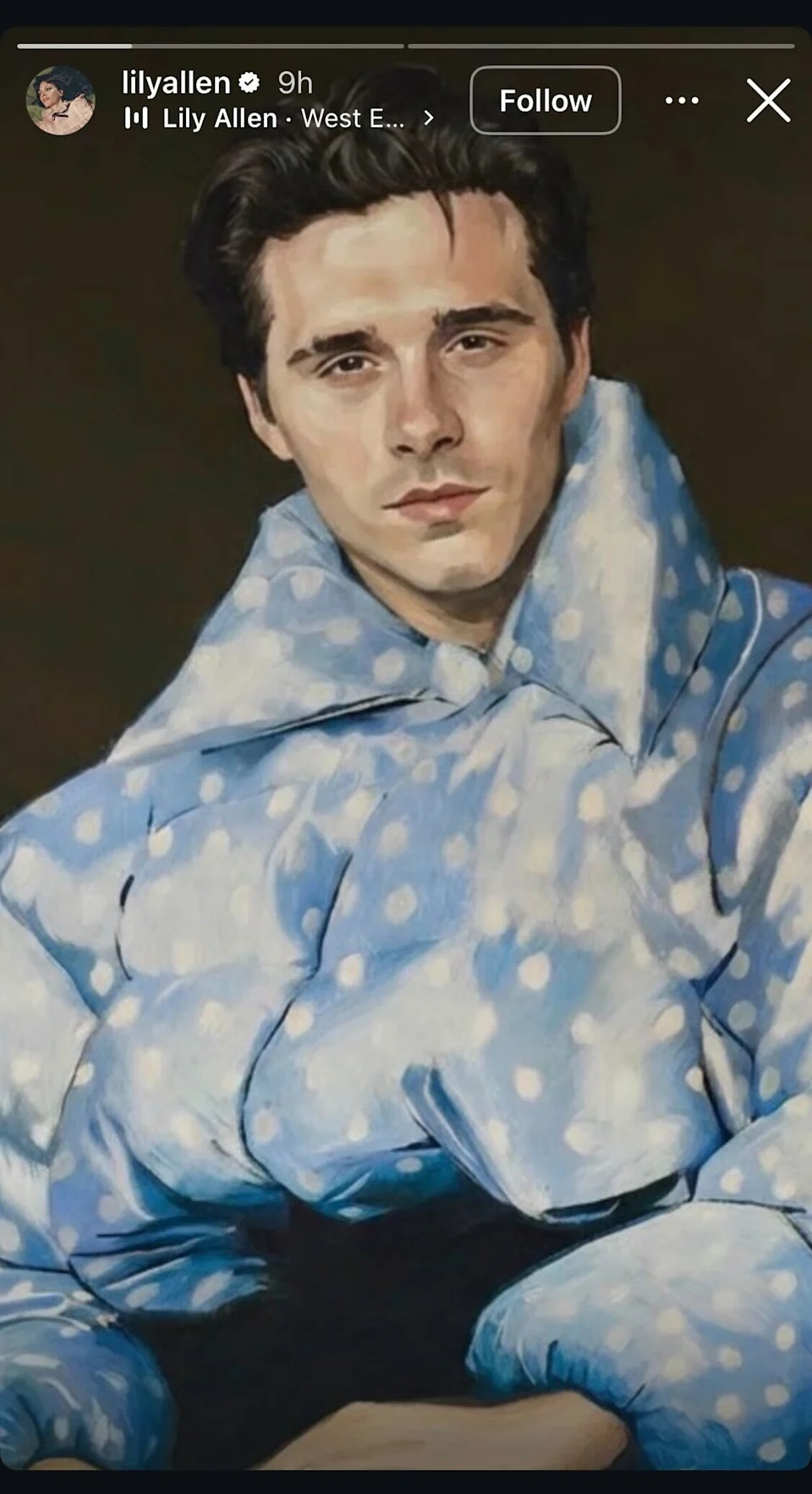 Lily Allen shared this portrait of Brooklyn this morning as she appeared to take sides in the ongoing family feud (Lily Allen/Instagram)