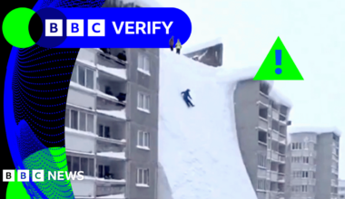 BBC Verify: Videos of huge snow wall in Russia's Kamchatka made with AI