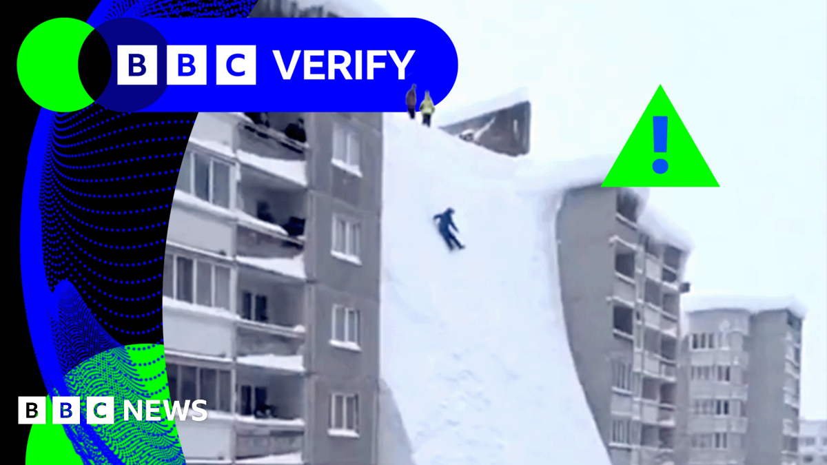 BBC Verify: Videos of huge snow wall in Russia's Kamchatka made with AI