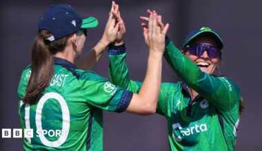 Orla Prendergast and Gaby Lewis celebrate