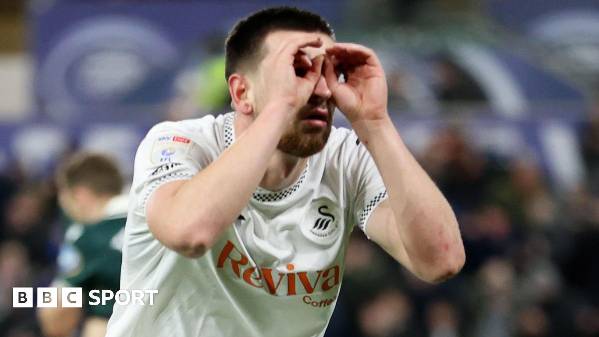 Zan Vipotnik celebrates scoring for Swansea