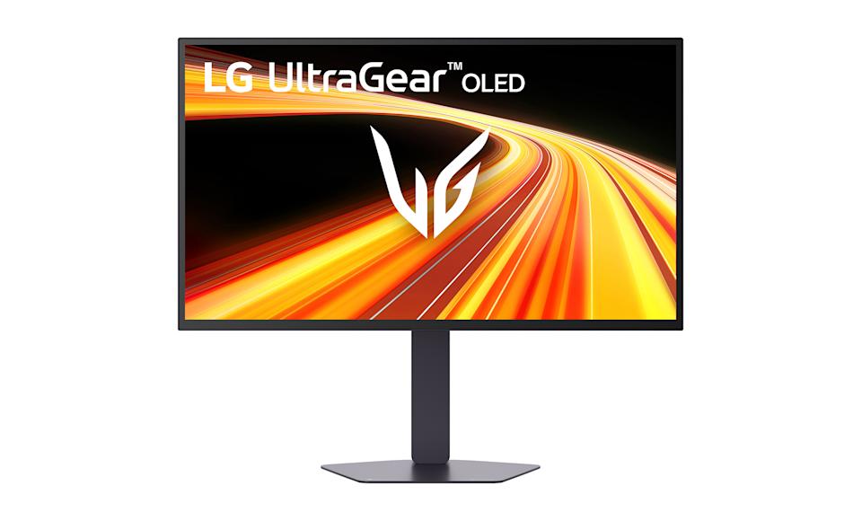 LG's new UltraGear OLED monitor on a white background.