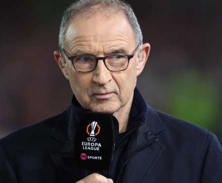 Celtic manager Martin O'Neill interviewed on the pitch