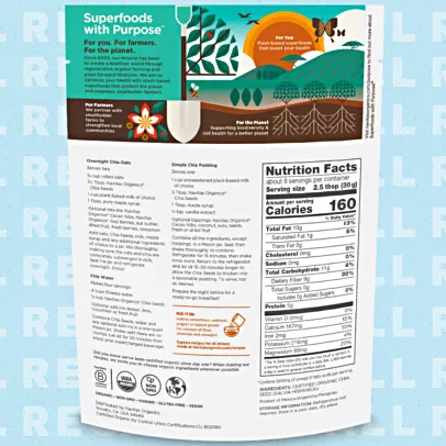 Navitas chia seed back of bag