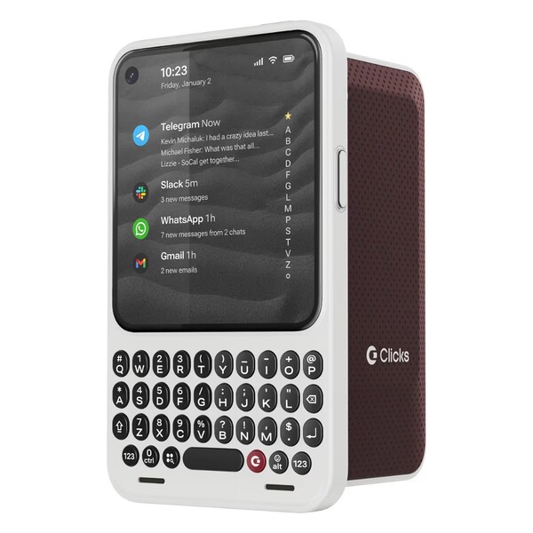 The Clicks Communicator is an Android smartphone with a physical keyboard. (Image source: Clicks)