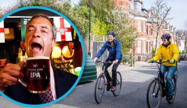 Nigel Farage claims plan to lower drink drive limit “designed by the Islington cycling classes” – as Reform UK leader says: “We’re now incredibly safe on our roads”
