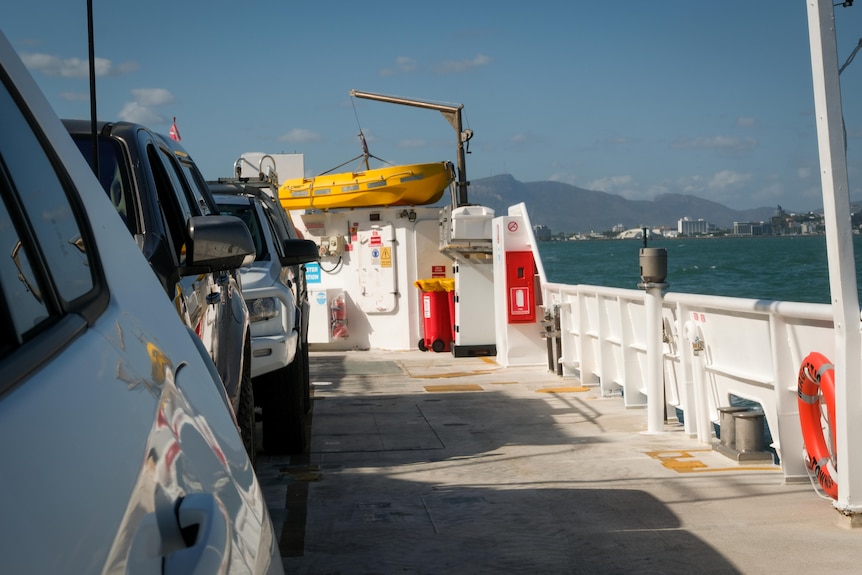 Cars lined up on a ferry to Magnetic Island