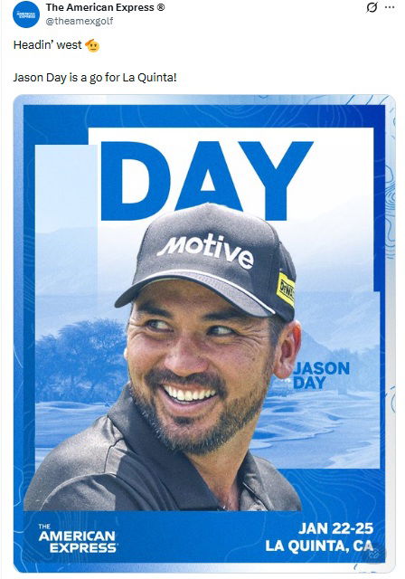 Day is down to play in The AmEx