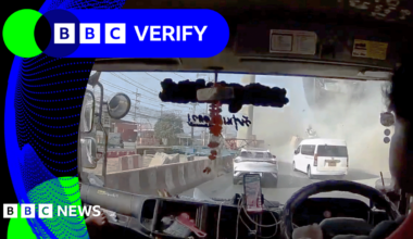 Verified dashcam video captures Thailand crane crashing on to busy road, killing two - BBC