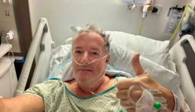 Piers Morgan in hospital bed as he undergoes surgery after tripping at restaurant