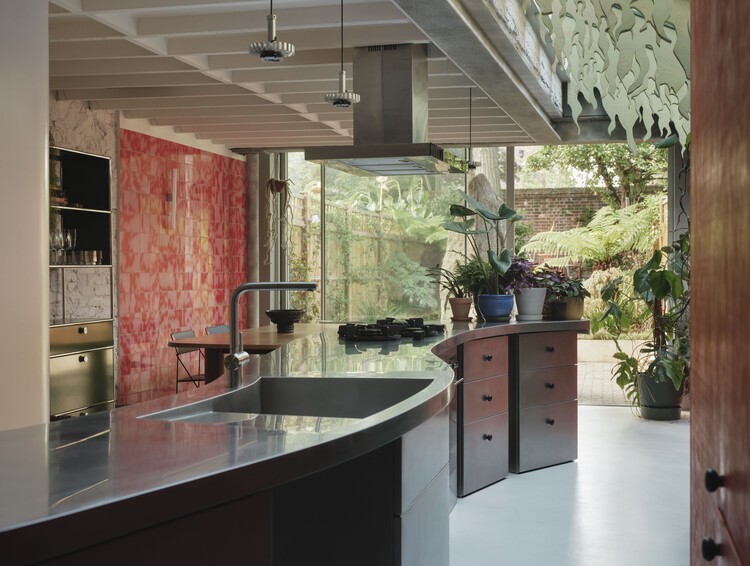 Druid Grove Terrace House / CAN - Interior Photography, Kitchen, Wood, Countertop, Lighting, Sink, Beam