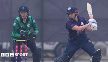 Kathryn Bryce hits a cut shot for Scotland against Ireland