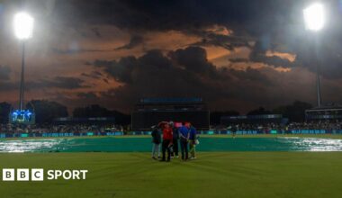Match officials confer as rain delays play during match 12 of the Betway SA20 season 4 between Pretoria Capitals (PC) and Durban Super Giants (DSG) held at the Supersport Park Stadium in Centurion, South Africa