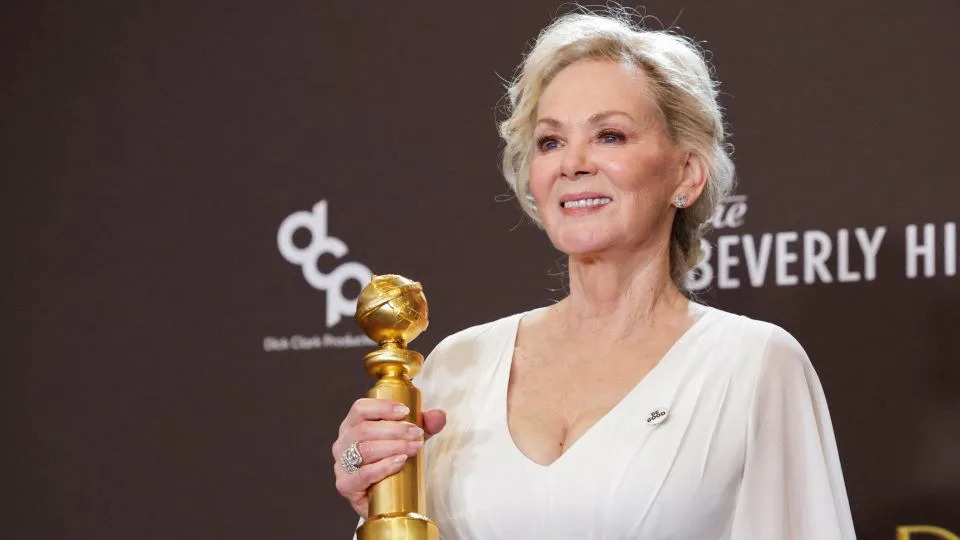 Jean Smart poses with her award during the 83rd Annual Golden Globes in Beverly Hills, California on Sunday. - Mario Anzuoni/Reuters