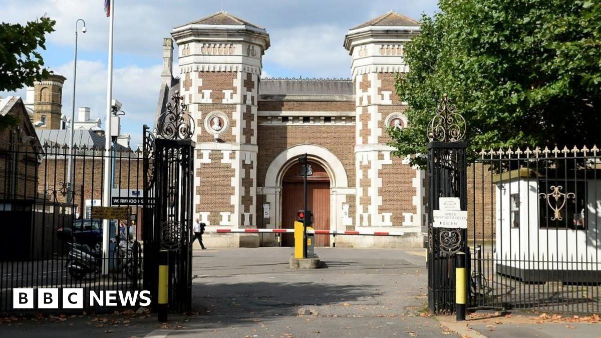 Outside of front gates of Wormwood Scrubs prison