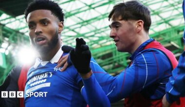 Youssef Chermiti celebrates at Celtic Park