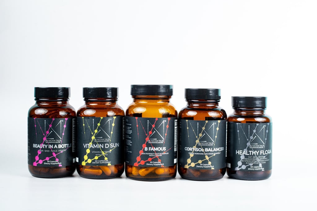 Dr Nigma Talib’s supplement line. Photo: Handout