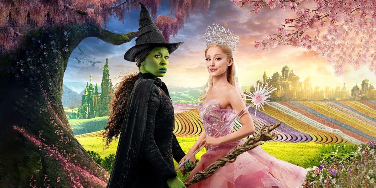 Elphaba (Cynthia Erivo) and Glinda (Ariana Grande) on the poster of 'Wicked'