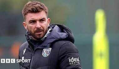 James Morrison watches on during a training session for West Bromwich Albion