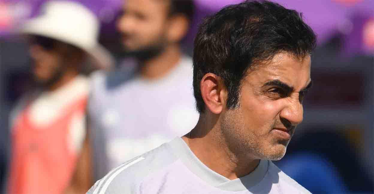 India's head coach Gautam Gambhir looks on in the end of the fifth day's play at the Barsapara Cricket Stadium in Guwahati on November 26, 2025. Photo: AFP