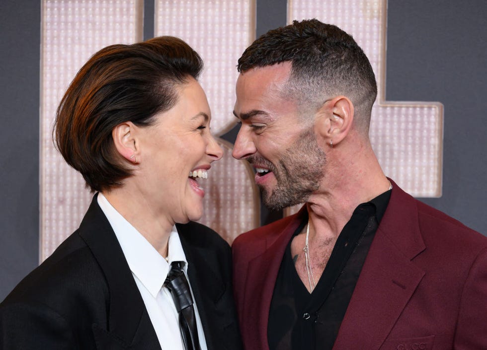 london, england november 27: emma willis and matt willis attend the better man european premiere at the odeon luxe leicester square on november 27, 2024 in london, england. (photo by karwai tang/wireimage)
