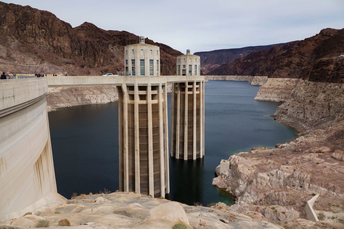 The Hoover Dam along the Colorado River on March 14, 2025 in Boulder City, Nevada.