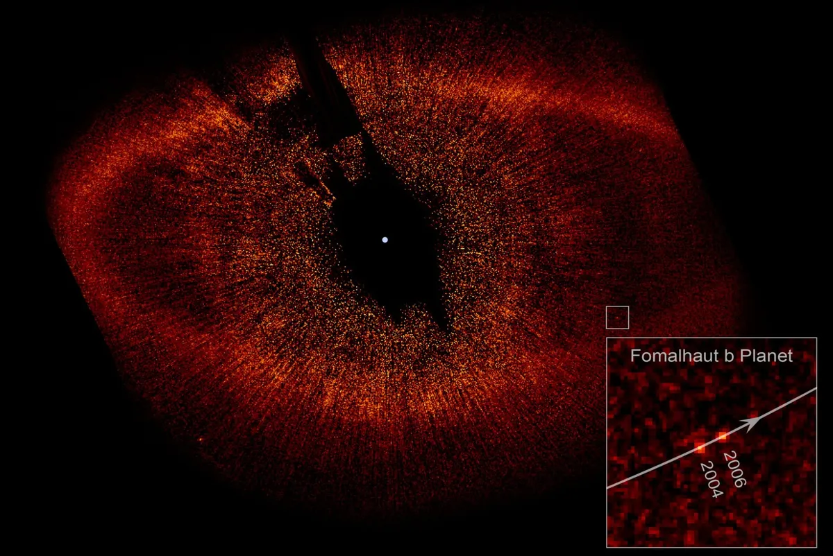 Eye of Sauron: Hubble’s 2008 image of Fomalhaut b – the first visual image of an exoplanet. Credit: NASA, ESA, and P. Kalas (University of California, Berkeley and SETI Institute)