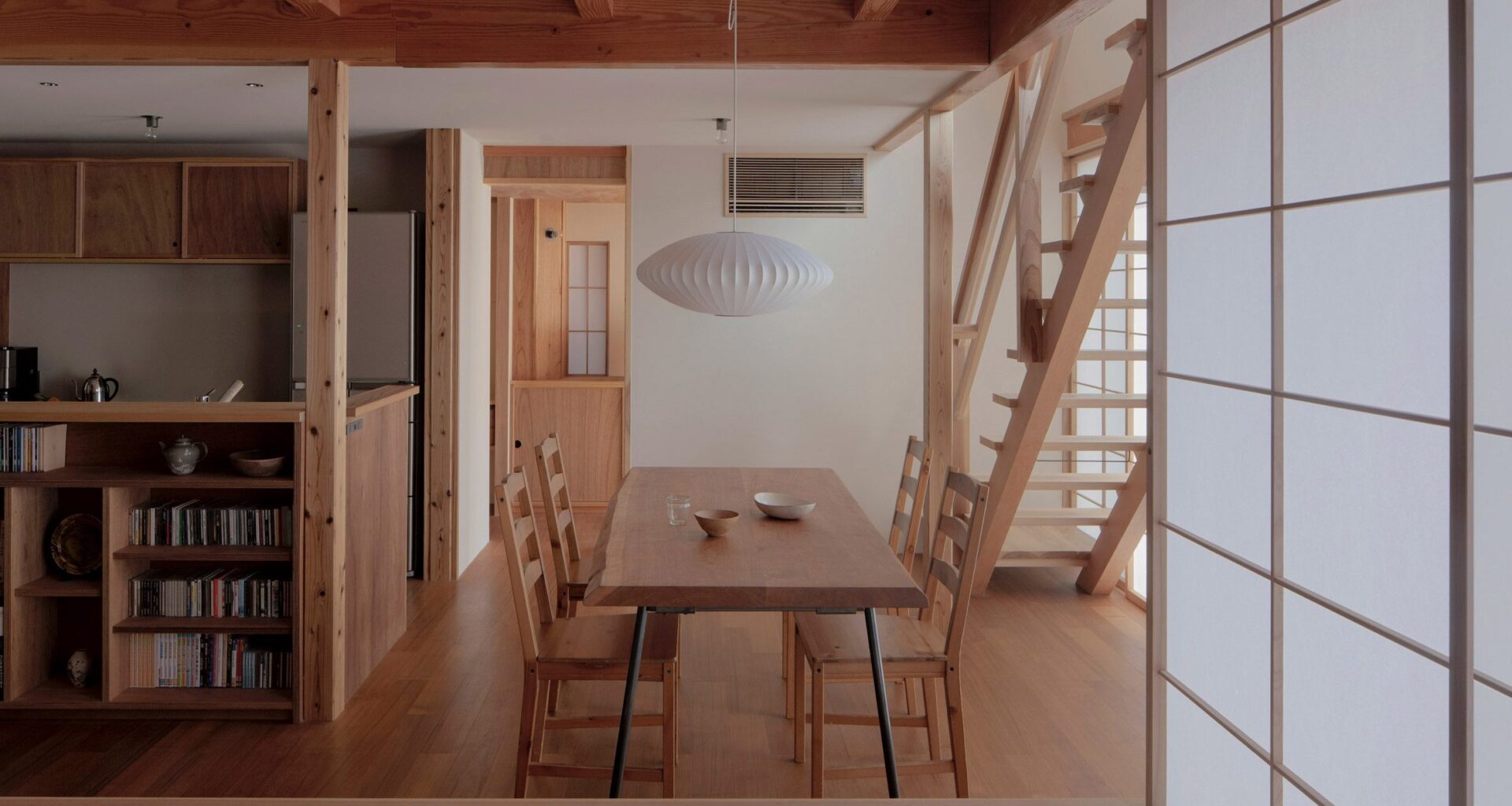 Interior of Japanese home with wood details
