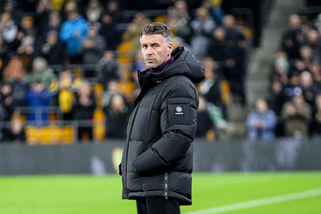 Rob Edwards on the touchline at Molineux