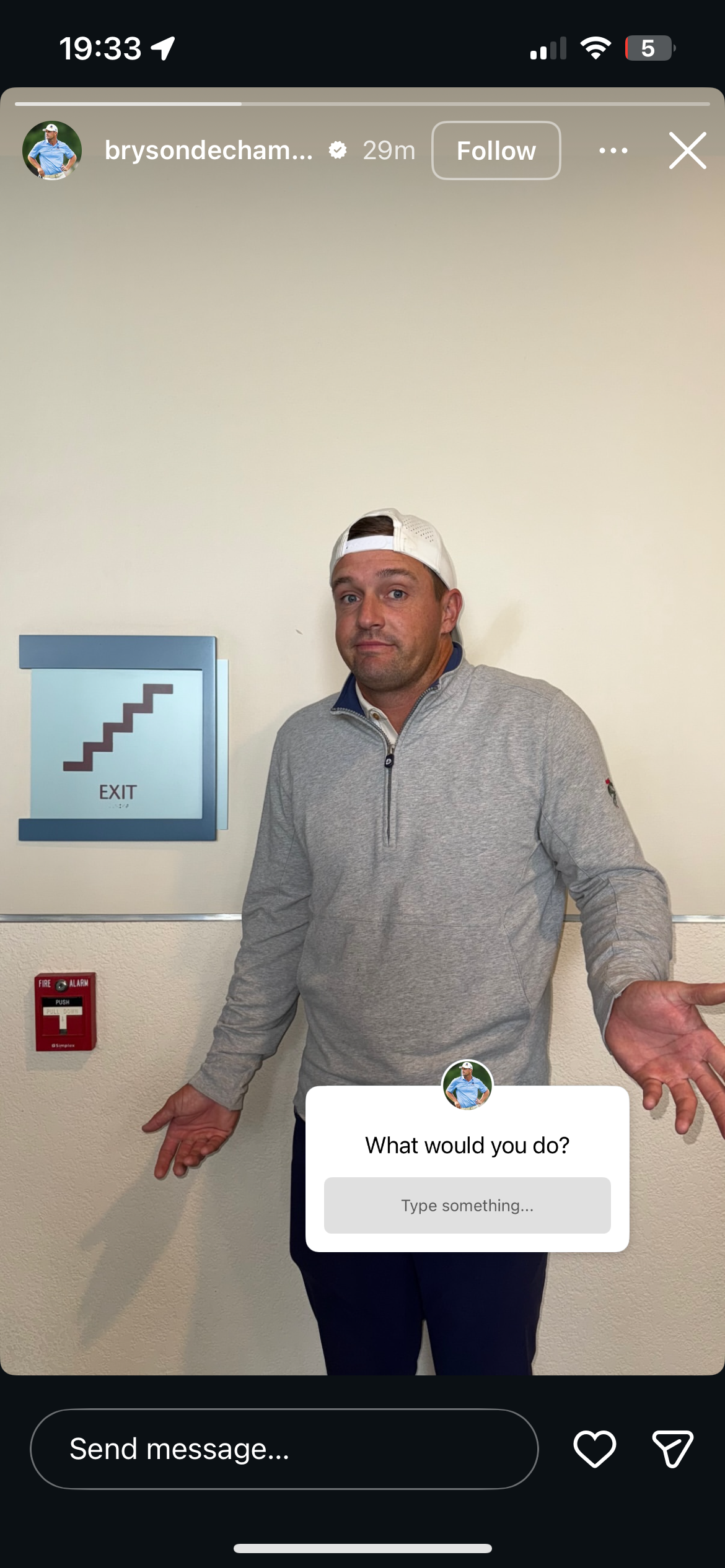 Bryson's cryptic post on his Instagram Story