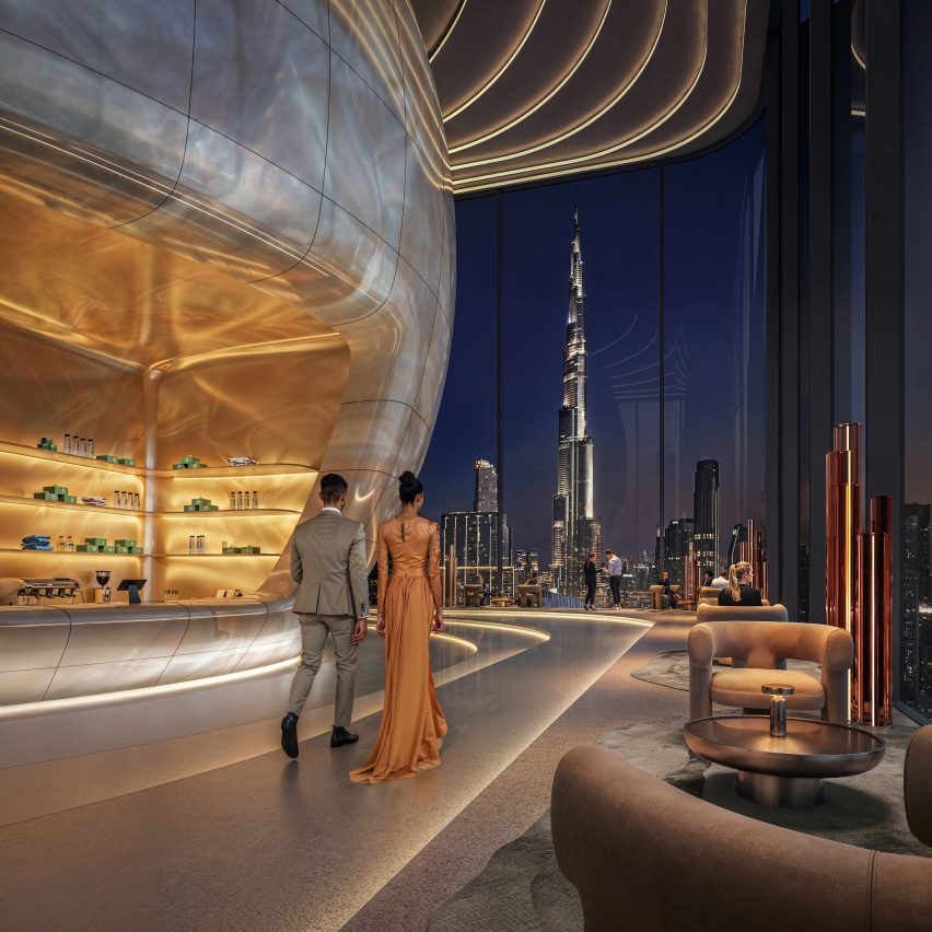Residents' lounge in Dubai skyscraper