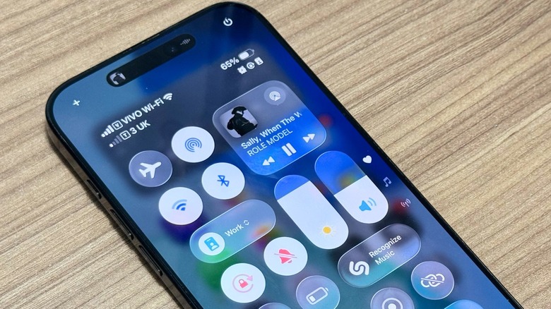 iOS 26 new Control Center on an iPhone 16 Pro Max