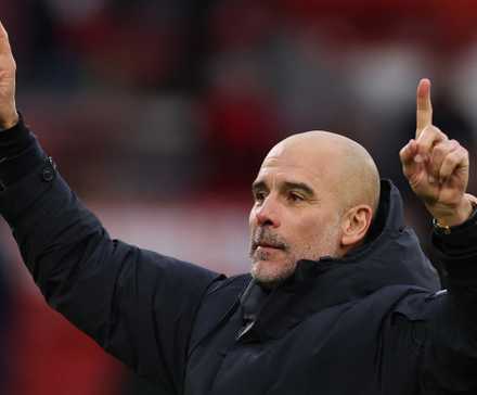  Manchester City manager Pep Guardiola celebrates after the match-3