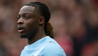 MANCHESTER, ENGLAND - JANUARY 17: Jeremy Doku of Manchester City in action during the Premier League match between Manchester United and Manchester...